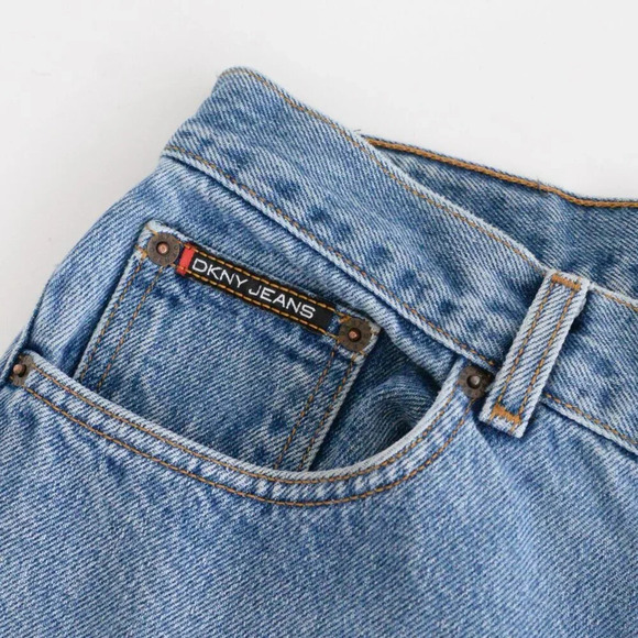 Vintage 90S DKNY Faded Mid wash Straight Leg Denim Jeans Size 14 - Picture 11 of 11